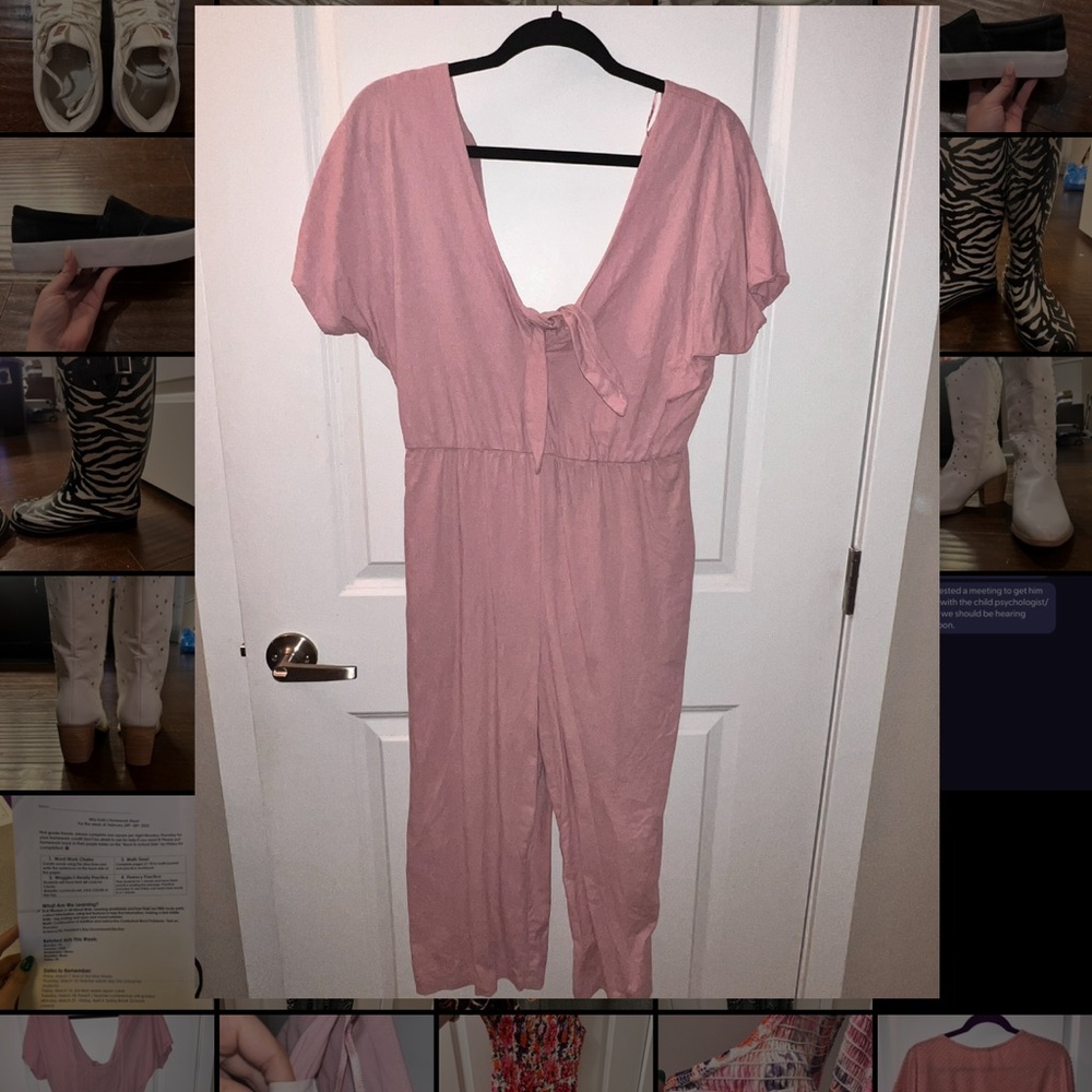 June & Hudson Pink Wrap-Style Jumpsuit with Wide-Leg Design
